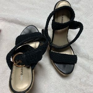 Black Macrame Wedge Heels 7 1/2